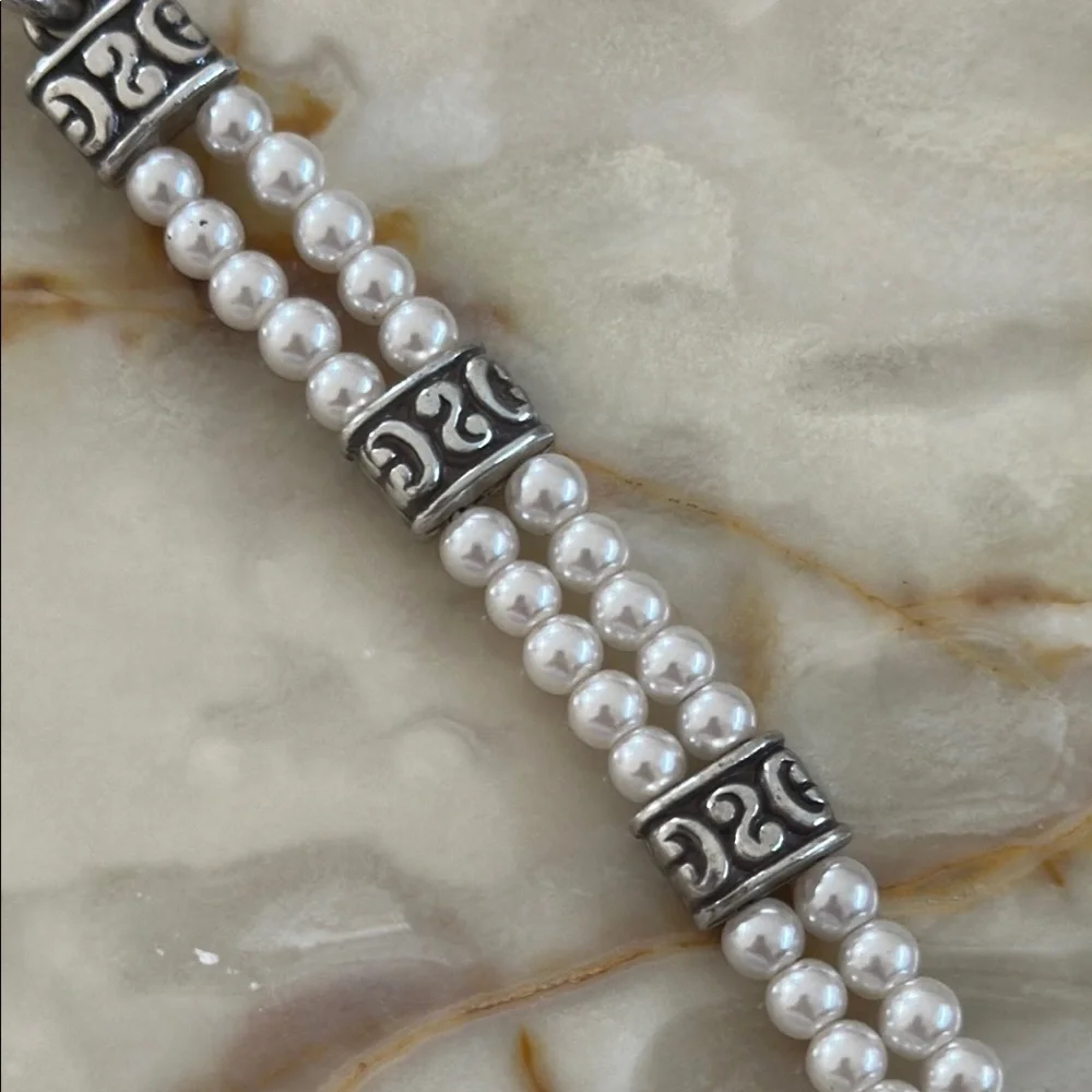 Brighton Silver and White Pearl Bracelet